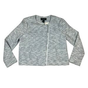 Ann Taylor Factory‎ NWT Grey Quilted Moto Jacket Full Zip